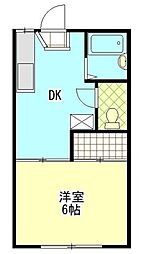 旭コンドミニアム 1階1DKの間取り