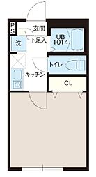 レピュア蓮根レジデンスII 4階1Kの間取り