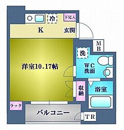 アヴァンツァーレ田端 4階ワンルームの間取り