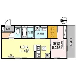 Ｊ’ｆｏｒｔ京都山科 3階1LDKの間取り