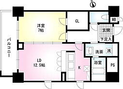 ノース清水 1LDKの間取図画像