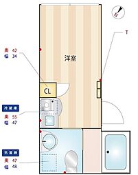 Arrowsal SHINKAWA 3階ワンルームの間取り