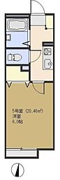 リバーサイド藍蓼 1Kの間取図画像