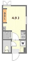 SunflowerGarden上落合 ワンルームの間取図画像