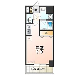 メゾン田中ー平野 2階ワンルームの間取り