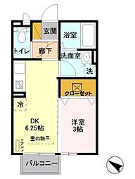 Leap 1DKの間取図画像