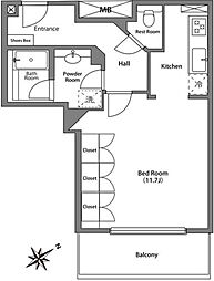 ザ・タワーグランディア 8階1DKの間取り