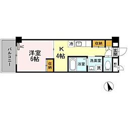 南海線 住ノ江駅 徒歩5分の賃貸マンション 6階1Kの間取り