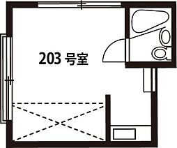 プラザ ドゥ モルト 2階ワンルームの間取り