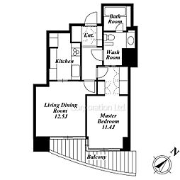 愛宕グリーンヒルズフォレストタワー 1LDKの間取図画像