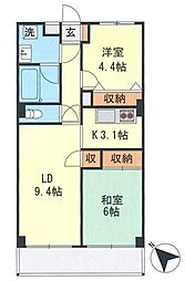 グレイス五反田 8階2LDKの間取り