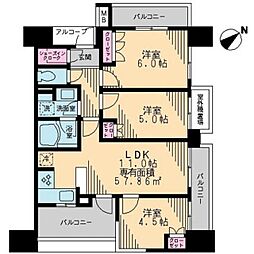 スカイグランデ船橋宮本 3LDKの間取図画像
