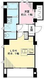 ヴェルデブレッツァ 等々力 1階1LDKの間取り