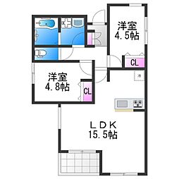 Miele住吉 2LDKの間取図画像