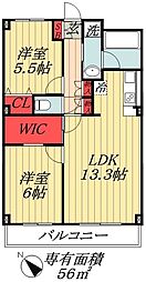 アルファ-クレスト 2LDKの間取図画像