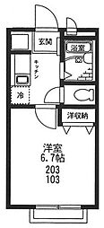 Yae23根岸 1Kの間取図画像