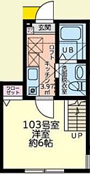 JR横浜線 八王子みなみ野駅 徒歩27分の賃貸アパート 1階1Kの間取り