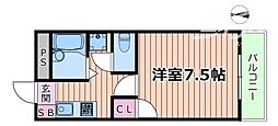 アムール上新庄 1Kの間取図画像