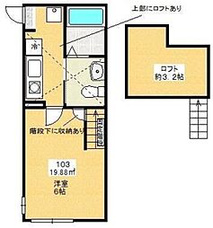 カーサ古淵 1階1Kの間取り
