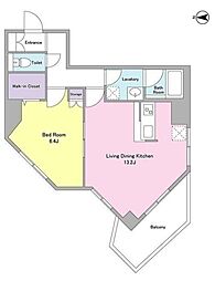 東京メトロ日比谷線 広尾駅 徒歩18分の賃貸マンション 4階1LDKの間取り