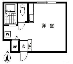 パシフィックハイツ ワンルームの間取図画像