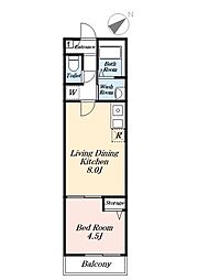palmier 3階1LDKの間取り