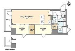アイフラット品川戸越パークサイド 3階2LDKの間取り