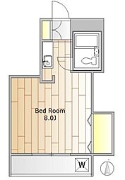 第2ヴィラ碑文谷 1階ワンルームの間取り
