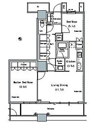 ザ・東京タワーズミッドタワー 28階2LDKの間取り