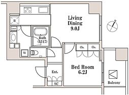ラサンテ一番町 4階1LDKの間取り