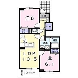 レスぺランスII 1階2LDKの間取り