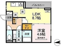 D Paina 田尻町 1LDKの間取図画像