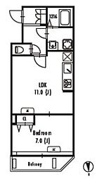 グランパセオ文京小日向 1階1LDKの間取り