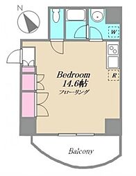 東京メトロ日比谷線 虎ノ門ヒルズ駅 徒歩1分の賃貸マンション 7階ワンルームの間取り