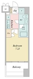 パシフィックレジデンス芝一丁目 1Kの間取図画像