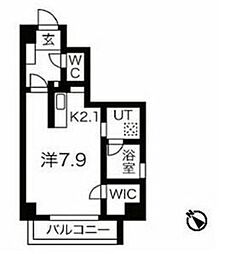 Gru・ne白山 3階ワンルームの間取り