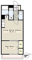 ハイハーバー 1階1LDKの間取り