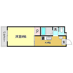 ベネフィットはりまや 1Kの間取図画像