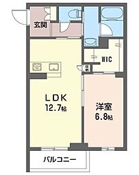 シャトー・ベノワ 1階1LDKの間取り