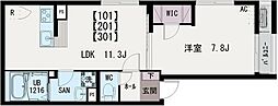 (仮)イクシオ本木東町 1LDKの間取図画像