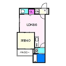 corallo あびこ 4階1LDKの間取り