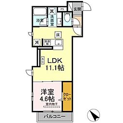 D'Bless鶴見市場 1LDKの間取図画像