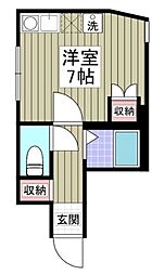 雑司が谷flats 1階ワンルームの間取り