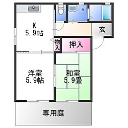 シャーメゾン高松 1階2Kの間取り
