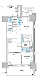 ルフォンプログレ門前仲町プレミア 11階2LDKの間取り