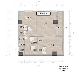 シルバーパレス白金台 4階2LDKの間取り