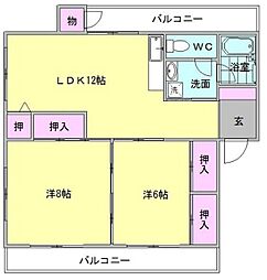パークサイド長丘 2LDKの間取図画像