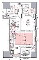 ドムス・スタイル銀座東 11階1LDKの間取り