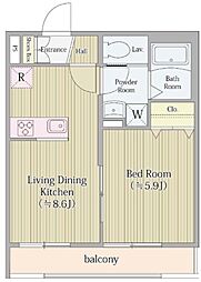 AIFLAT MEJIRO 3階1LDKの間取り
