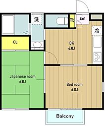 インブルーブH 2DKの間取図画像